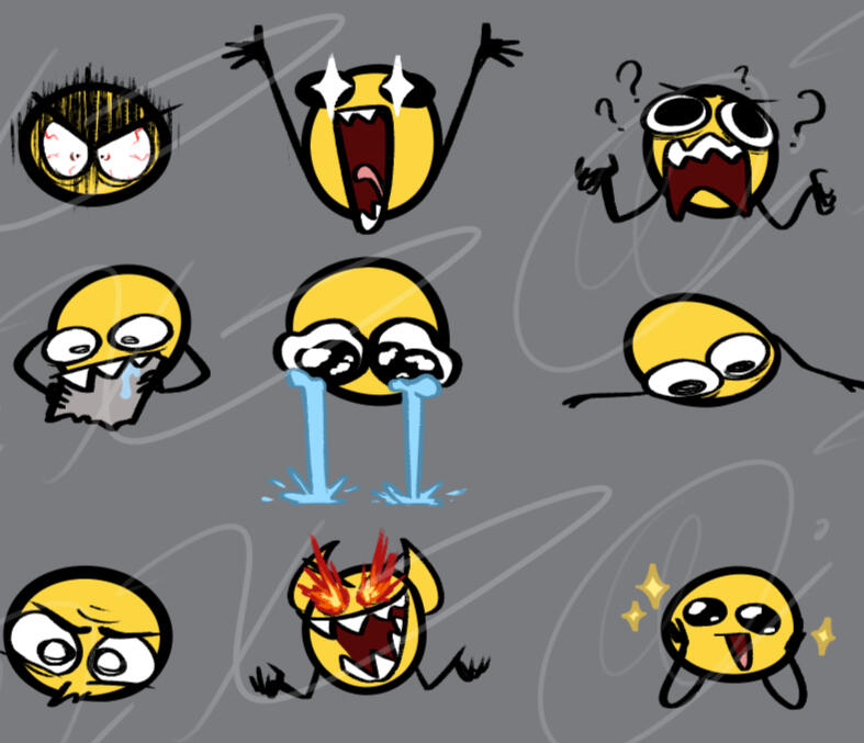 9 emojis of varying expressions
